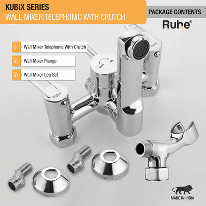 Kubix Telephonic Wall Mixer Brass Faucet (with Crutch) package content