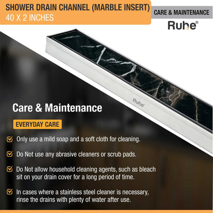 Marble-Insert Shower Drain Channel (2 Inches)