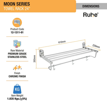 Moon Stainless Steel Towel Rack (24 Inches) - by Ruhe