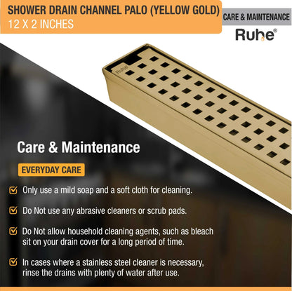 Palo Shower Drain Channel (12 x 2 Inches) YELLOW GOLD care and maintenance