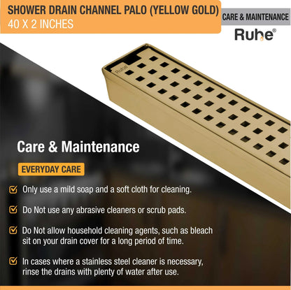 Palo Shower Drain Channel (40 x 2 Inches) YELLOW GOLD care and maintenance