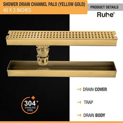 Palo Shower Drain Channel (40 x 3 Inches) YELLOW GOLD product details