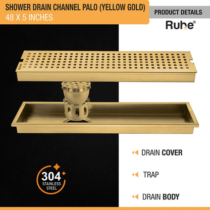 Palo Shower Drain Channel (48 x 5 Inches) YELLOW GOLD product details