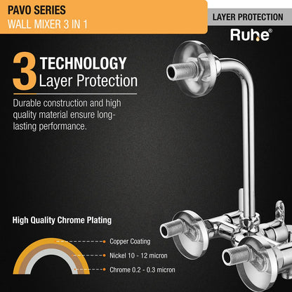Pavo Wall Mixer 3-in-1 Brass Faucet 3 layer protection