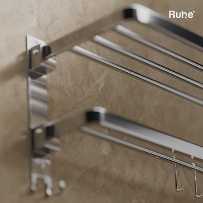 Dual Foldable 304-Grade Towel Rack (24 Inches)