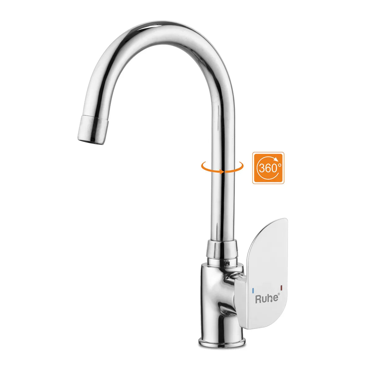 Pristine Single Lever Table-Mount Sink Mixer with Medium (15 Inches) Round Swivel Spout Brass Faucet