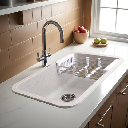 Quartz Single Bowl Round Kitchen Sink (24 x 18 x 9 Inches)