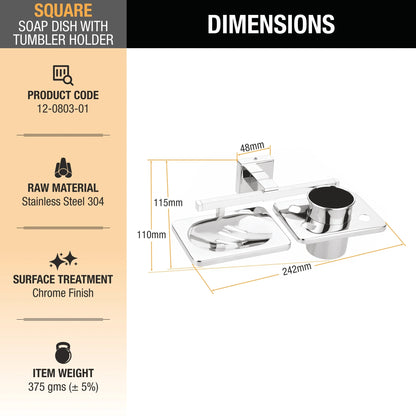 Square Stainless-Steel Soap Dish with Tumbler Holder 2
