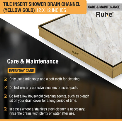 Tile-Insert Shower Drain Channel (12 x 12 Inches)