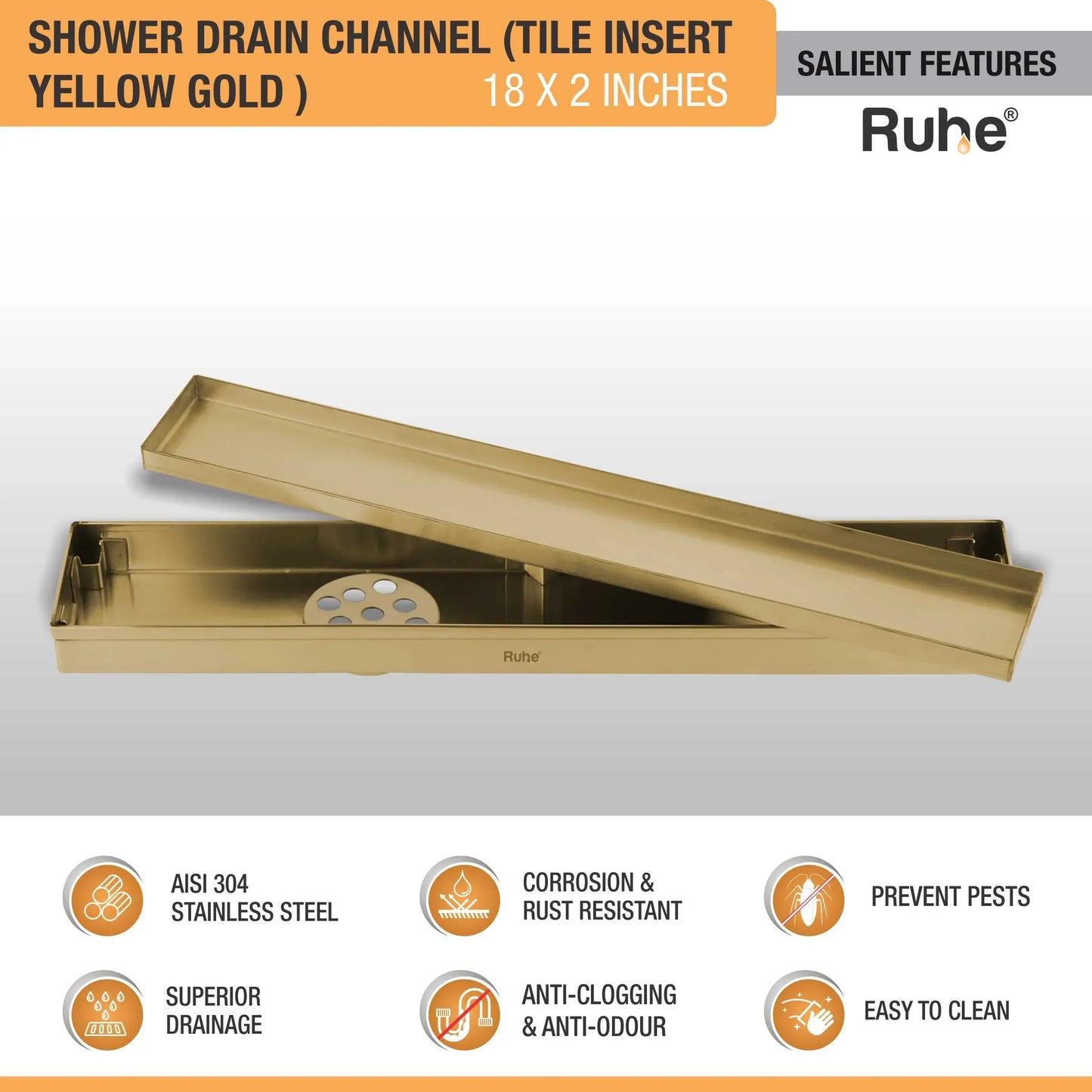 Tile-Insert Shower Drain Channel Coloured (2 Inches)