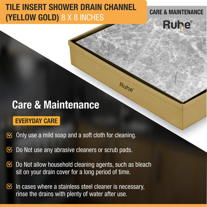Tile-Insert Shower Drain Channel (8 x 8 Inches)