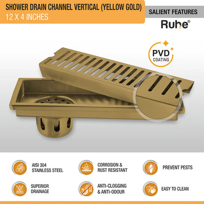 Vertical Shower Drain Channel (4 Inches)