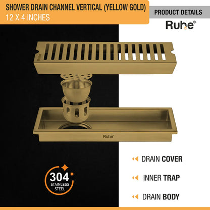 Vertical Shower Drain Channel (4 Inches)
