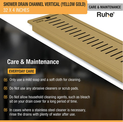 Vertical Shower Drain Channel (32 x 4 Inches) YELLOW GOLD care and maintenance