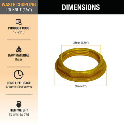 Waste Coupling Lock Nut (1Â¼ Inches) (Pack of 4) sizes